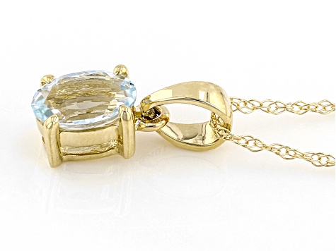 Pre-Owned Blue Aquamarine 10K Yellow Gold Pendant With Chain 0.32ct