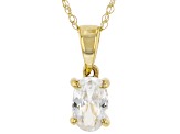 Pre-Owned White Zircon 10K Yellow Gold Pendant With Chain 0.58ct