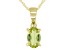 Pre-Owned Green Manchurian Peridot(TM) 10k Yellow Gold Pendant With Chain 0.40ct