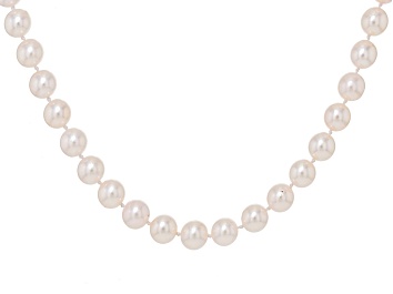 Picture of Pre-Owned White Cultured Japanese Akoya Pearl 14k Yellow Gold 18 Inch Strand Necklace