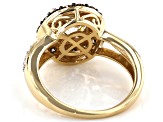 Pre-Owned Moissanite and champagne diamond 14k yellow gold ring 2.60ctw DEW.