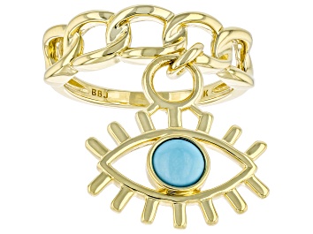 Picture of Pre-Owned Blue Sleeping Beauty Turquoise 10K Yellow Gold Charm Ring