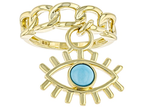 Pre-Owned Blue Sleeping Beauty Turquoise 10K Yellow Gold Charm Ring