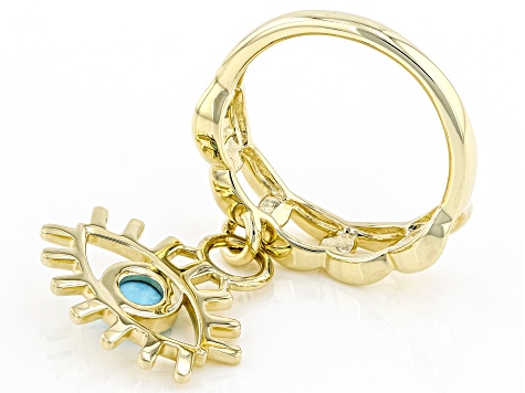 Pre-Owned Blue Sleeping Beauty Turquoise 10K Yellow Gold Charm Ring