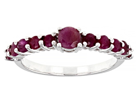 Pre-Owned Indian Ruby, Indian Sapphire With Sakota Emerald Rhodium Over Silver Ring Set 3.54ctw