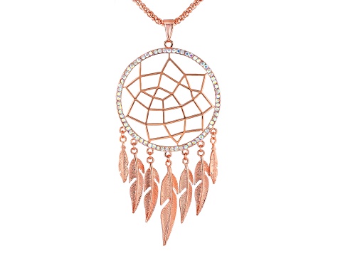 Pre-Owned Iridescent Crystal, Rose Tone Dream Catcher Necklace