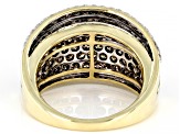 Pre-Owned Champagne And White Diamond 10k Yellow Gold Wide Band Ring 2.50ctw