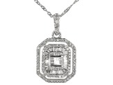 Pre-Owned White Diamond 10k White Gold Cluster Pendant with Chain 0.60ctw