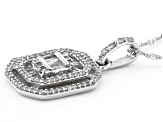 Pre-Owned White Diamond 10k White Gold Cluster Pendant with Chain 0.60ctw