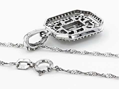 Pre-Owned White Diamond 10k White Gold Cluster Pendant with Chain 0.60ctw
