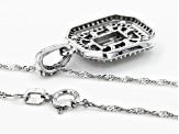 Pre-Owned White Diamond 10k White Gold Cluster Pendant with Chain 0.60ctw