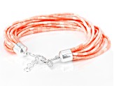 Pre-Owned Pink Coral Simulant Sterling Silver Multi Strand Beaded Bracelet