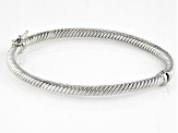 Pre-Owned Rhodium Over 14K White Gold 4MM Polished and Textured Hinged Bangle