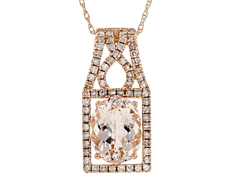 Pre-Owned Peach Cor-de-Rosa Morganite 14k Rose Gold Pendant With Chain 1.90ctw