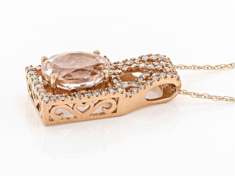 Pre-Owned Peach Cor-de-Rosa Morganite 14k Rose Gold Pendant With Chain 1.90ctw