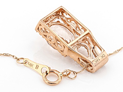 Pre-Owned Peach Cor-de-Rosa Morganite 14k Rose Gold Pendant With Chain 1.90ctw