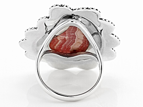 Pre-Owned Rhodochrosite Rhodium Over Silver Paisley Ring