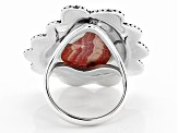 Pre-Owned Rhodochrosite Rhodium Over Silver Paisley Ring