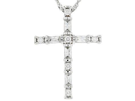 Pre-Owned Moissanite platineve cross pendant .63ctw DEW