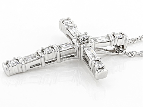 Pre-Owned Moissanite platineve cross pendant .63ctw DEW