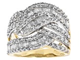 Pre-Owned White Diamond 10k Yellow Gold Crossover Ring 2.00ctw