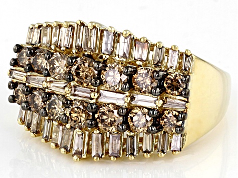 Pre-Owned Champagne Diamond 10k Yellow Gold Cluster Ring 2.00ctw