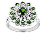 Pre-Owned Green Chrome Diopside Rhodium Over Sterling Silver Ring 0.99ctw