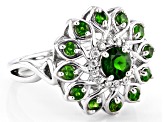 Pre-Owned Green Chrome Diopside Rhodium Over Sterling Silver Ring 0.99ctw