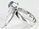 Pre-Owned Rainbow Moonstone Sterling Silver Moon Ring