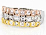 Pre-Owned White Cubic Zirconia Rhodium And 14K Yellow And Rose Over Silver Ring 1.41ctw