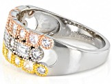 Pre-Owned White Cubic Zirconia Rhodium And 14K Yellow And Rose Over Silver Ring 1.41ctw
