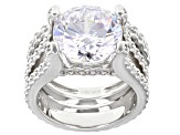 Pre-Owned White Cubic Zirconia Rhodium Over Silver Ring and Band Set 10.00ctw
