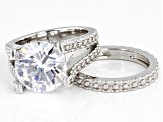 Pre-Owned White Cubic Zirconia Rhodium Over Silver Ring and Band Set 10.00ctw