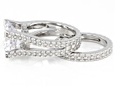 Pre-Owned White Cubic Zirconia Rhodium Over Silver Ring and Band Set 10.00ctw