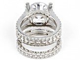 Pre-Owned White Cubic Zirconia Rhodium Over Silver Ring and Band Set 10.00ctw