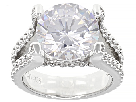 Pre-Owned White Cubic Zirconia Rhodium Over Silver Ring and Band Set 10.00ctw