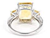 Pre-Owned Yellow Citrine Rhodium Over Silver Ring 5.63ctw
