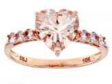 Pre-Owned Peach Morganite 10k Rose Gold Heart Ring 1.65ctw