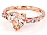 Pre-Owned Peach Morganite 10k Rose Gold Heart Ring 1.65ctw
