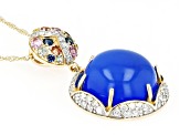 Pre-Owned Chalcedony, Diamond And Multi-Color Sapphire 14k Yellow Gold Pendant 0.87ctw