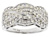 Pre-Owned White Diamond Rhodium Over Sterling Silver Wide Band Ring 0.50ctw