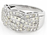 Pre-Owned White Diamond Rhodium Over Sterling Silver Wide Band Ring 0.50ctw