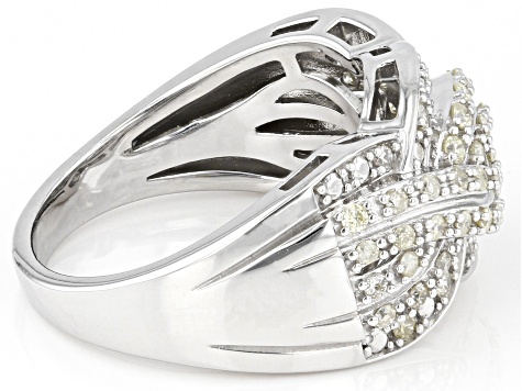 Pre-Owned White Diamond Rhodium Over Sterling Silver Wide Band Ring 0.50ctw