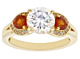 Pre-Owned Fabulite And Hessonite Garnet With White Zircon 18k Yellow Gold Over Silver ring 3.32ctw