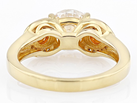 Pre-Owned Fabulite And Hessonite Garnet With White Zircon 18k Yellow Gold Over Silver ring 3.32ctw