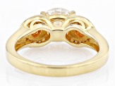 Pre-Owned Fabulite And Hessonite Garnet With White Zircon 18k Yellow Gold Over Silver ring 3.32ctw