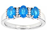 Pre-Owned Blue Apatite Rhodium Over Sterling Silver Ring 1.16ctw