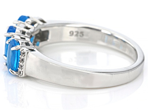 Pre-Owned Blue Apatite Rhodium Over Sterling Silver Ring 1.16ctw