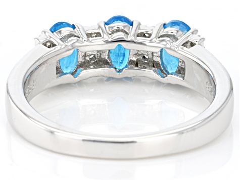 Pre-Owned Blue Apatite Rhodium Over Sterling Silver Ring 1.16ctw