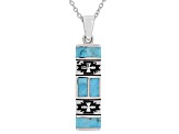 Pre-Owned Blue Turquoise Rhodium Over Silver Pendant With Chain